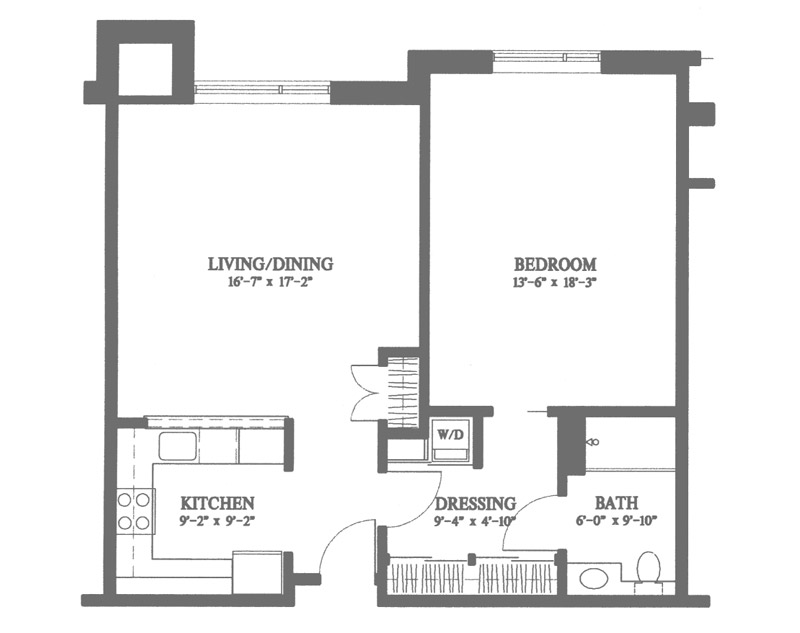 Deluxe One Bedroom with expanded bedroom (896 sq. ft.)