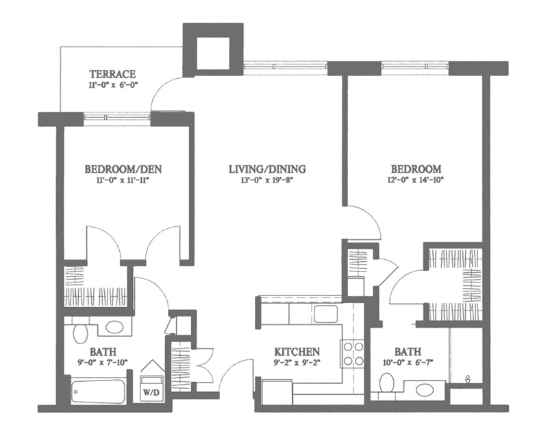 Traditional Two Bedroom (1,082 sq. ft.)