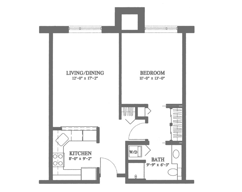 Traditional One Bedroom (687 sq. ft)