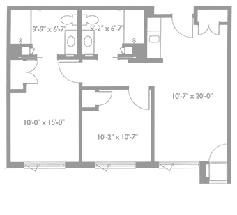 Two Bedroom (600 sq. ft.)